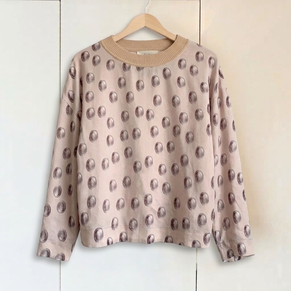 Bitte Kai Rand Danish Designer Silk Wool Cashmere Print Top Size M